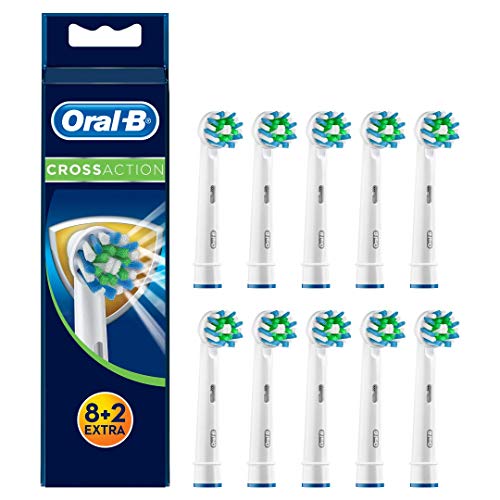 Oral-B CrossAction Brush Heads with Bacterial Protection, 8+2 Pieces