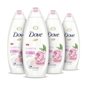 dove body wash 100% gentle cleansers, sulfate free peony and rose oil effectively washes away bacteria while nourishing your skin, 22 fl oz (pack of 4)