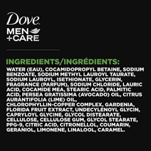 DOVE MEN + CARE Body Wash for a refreshing shower experience Lime + Avocado Oil Body Wash for Men, 18 oz, 4 Count