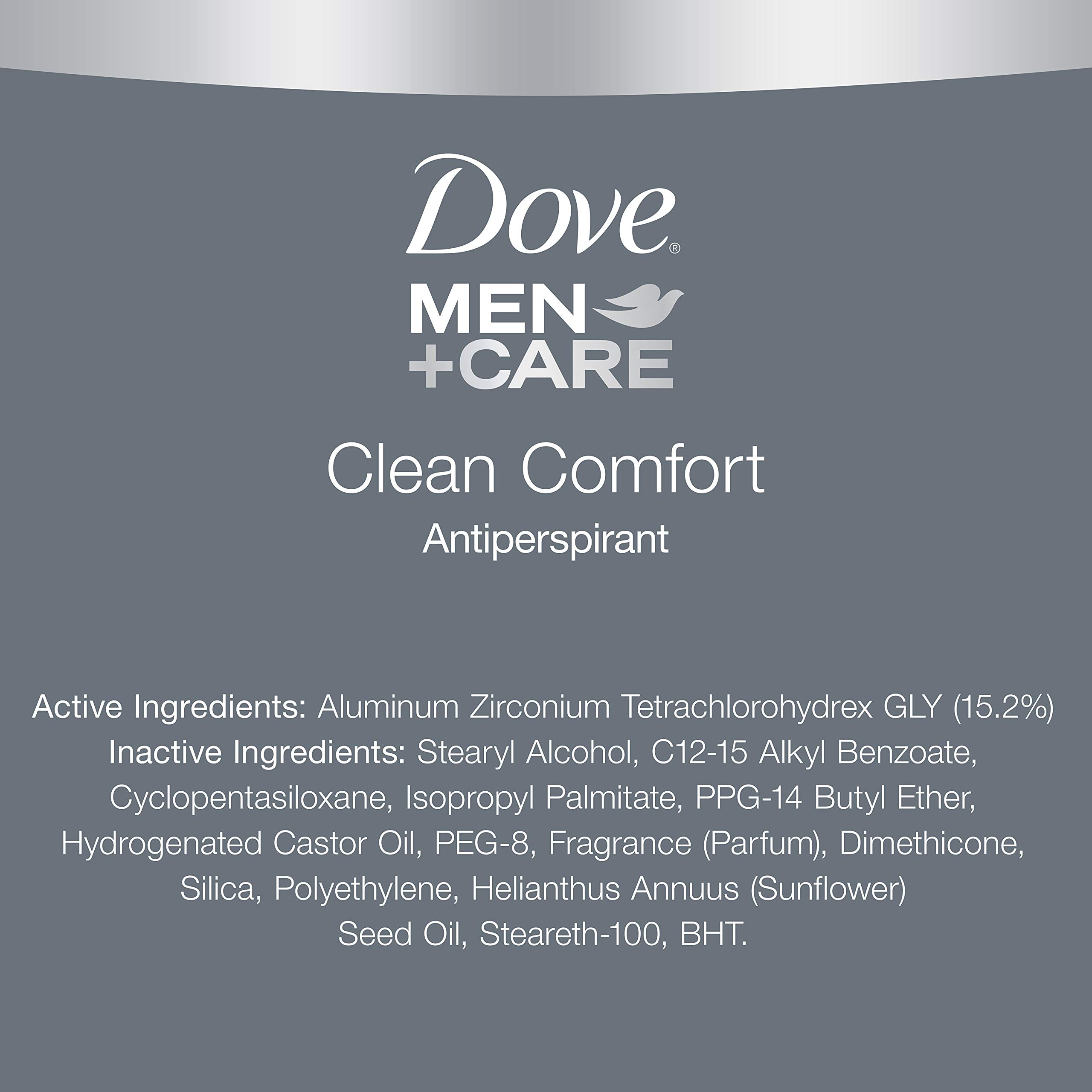 Dove Men+Care Antiperspirant Deodorant Stick Clean Comfort 4 Count 72-Hour Sweat & Odor Protection Antiperspirant for Men With 1/4 Moisturizing Cream 2.7 oz