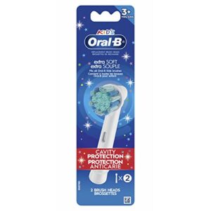 oral-b kids extra soft replacement brush heads, 2 count, cavity protection