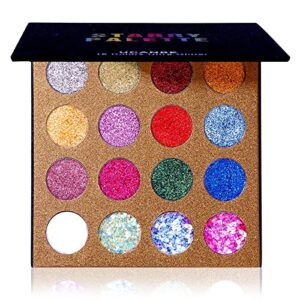 ucanbe pro glitter eyeshadow palette – professional 16 colors – chunky & fine pressed glitter eye shadow powder makeup pallet highly pigmented ultra shimmer for face body