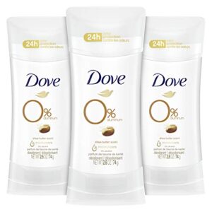 dove aluminum free deodorant 24hour odor protection shea butter deodorant for women, white, 2.6 ounce (pack of 3)