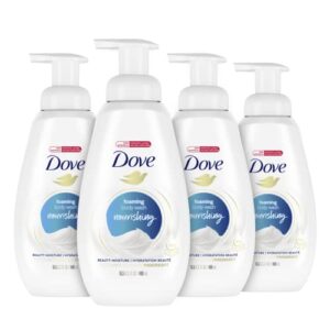 dove instant foaming body wash for soft, smooth skin deep moisture cleanser that effectively washes away bacteria while nourishing your skin, white, 13.5 oz, pack of 4