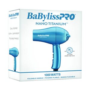 BaBylissPRO Nano Titanium Travel Dryer, Blue