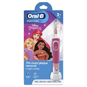 Oral-B Battery Powered Kids Rechargeable Electric Toothbrush Featuring Disney Princess, for Kids 3+ (Character May Vary)