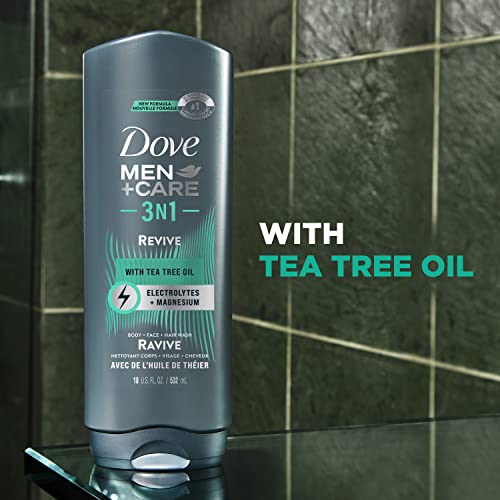 DOVE MEN + CARE Post-Workout Body Wash For Men 3N1 Revive With Tea Tree Oil 18 oz 4 Count