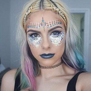 Silver Holographic Chunky Cosmetic Glitter Body Hair Face Eye Nail for Festival Carnival Concert Party Beauty Rave Accessories Different Sizes&Shapes ✮14g + Quick Dry Primer Glue Gel(5ml)