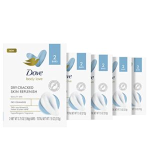 dove body love beauty bar soap dry-cracked skin replenish 10 count hypoallergenic beauty bar 24 hour nourishment & instant dryness relief pro ceramides 7.5 oz