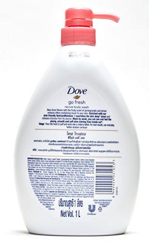 Dove Go Fresh Revive Body Wash, Pomegranate and Lemon Verbena Scent, 33.8 Ounce (1 Liter) International Version