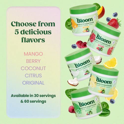 Bloom Nutrition Super Greens Powder Smoothie & Juice Mix - Probiotics for Digestive Health & Bloating Relief for Women, Digestive Enzymes with Superfoods Spirulina & Chlorella for Gut Health (Mango)