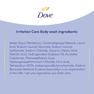 Dove Irritation Care Body Wash For Sensitive Skin and Eczema-Prone Skin Fragrance & Sulfate Free Ultra-Moisturizing for Dry, Itchy Skin 22 oz 4 Count