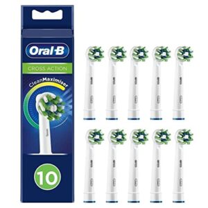 braun oral-b 4210201321439 crossaction toothbrush heads with cleanmaximiser bristles for holistic mouth cleaning, pack of 10