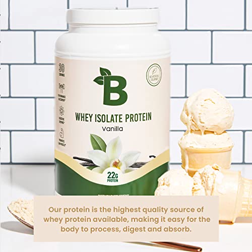 Bloom Nutrition Vanilla Whey Protein Isolate Powder | Fast Digesting, Low Carb, Keto Friendly, Non-GMO | 100 Percent Pure Iso with Zero Sugar Added | Post Workout Recovery Shake Blend