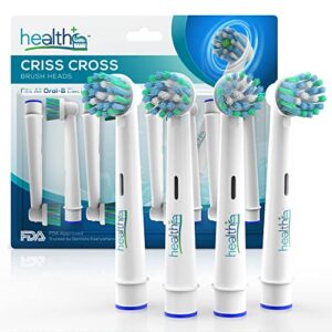 Compatible Oral B Braun Criss-Cross Replacement Heads for Electric Toothbrushes - 8-Pack | Standard Tooth Brush Heads with Dupont