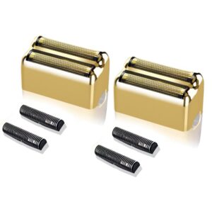 replacement foil and cutter for barberology electric shaver, double foil shaver replacement head, replacement head compatible with babylisspro barberology fxfs2 electric razors(gold)