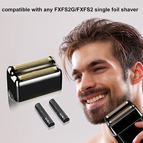 2PC Replacement Foil and Cutters Compatible with BaBylissPRO Barberology Foil Shaver,Compatible with BaByliss Barberology FXFS2G/FXFS2 Shaver,Black