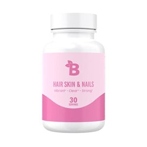 bloom nutrition hsn capsules with vitamin a, b, c, d, e, biotin, folic acid, & collagen | hair skin and nails supplement | vegan friendly, gluten free, non-gmo | 60 count