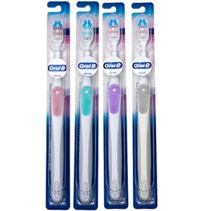 oral-b gum care extra soft toothbrush for sensitive teeth and gums, compact small head,(colors vary) – pack of 4