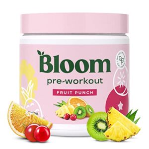bloom nutrition pre workout powder, amino energy with beta alanine, ginseng & l tyrosine, natural caffeine powder from green tea extract, sugar free and keto friendly drink mix (fruit punch)