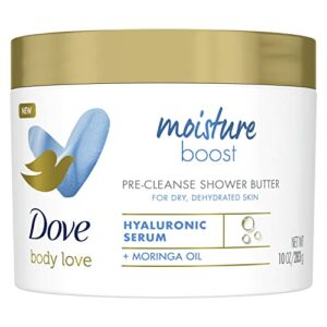 dove body love shower cleansing butter moisture boost cleanser for dry skin silkier than body wash with hyaluronic acid and moringa oil 10 oz