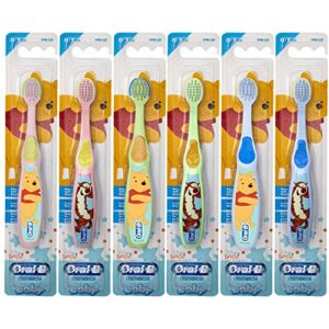 oral-b baby manual toothbrush, pooh characters, 0-3 years old, extra soft (characters vary) – pack of 6