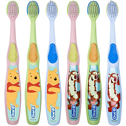 Oral-B Baby Manual Toothbrush, Pooh Characters, 0-3 Years Old, Extra Soft (Characters Vary) - Pack of 6