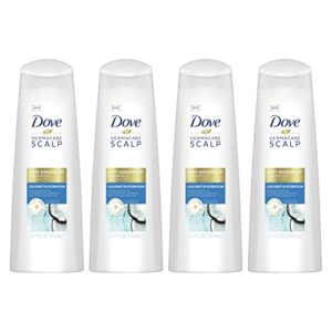 dove dermacare dandruff shampoo for dry scalp coconut & hydration anti-dandruff shampoo 12oz, pack of 4