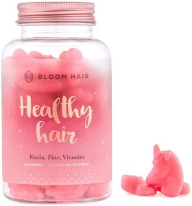 bloom hair gummies for faster hair growth & biotin vitamins for rapid hair growth for women gummies hair vitamins supplements for increased hair thickness (1 month supply) vegan hair growth vitamins
