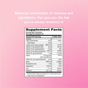 Bloom Hair Gummies for Faster Hair Growth & Biotin Vitamins for Rapid Hair Growth for Women Gummies Hair Vitamins Supplements for Increased Hair Thickness (1 Month Supply) Vegan Hair Growth Vitamins