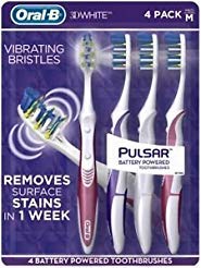 oral b 3d white luxe 4 pack pulsar battery powered toothbrushes – medium