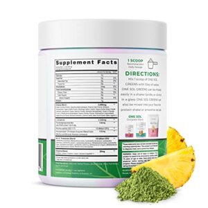 One Sol Greens, Super Greens Powder to Reduce Bloating & Improve Gut Health, Superfood Fresh Bloom Organic Greens Blend Juice & Smoothie Mix, Pre & Probiotic with Digestive Enzymes, Vegan & Soy Free