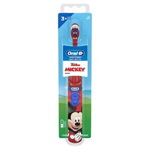 oral-b kid’s battery toothbrush featuring disney’s mickey mouse, soft bristles, for kids 3+