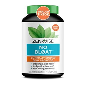 zenwise no bloat – probiotics, digestive enzymes for bloating and gas relief | ginger, dandelion, and cinnamon to improve digestion – 60 count