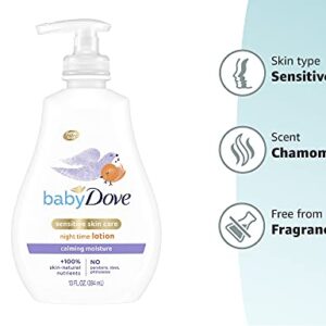 Baby Dove Sensitive Skin Care Baby Lotion For a Soothing Scented Lotion Calming Moisture Hypoallergenic and Dermatologist-Tested 13 oz