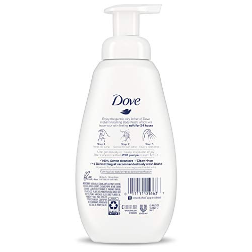 Dove Foaming Body Wash for All Skin Types Mango Butter For Glowing Skin, 13.5 Ounce (Pack of 4)