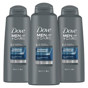 dove men+care 2 in 1 shampoo and conditioner youthfull revitalize 3 count for fine, thin hair men’s shampoo and conditioner with bamboo extract + biotin 20.4 oz