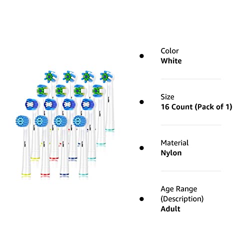 Replacement Toothbrush Heads for Braun Oral b, Compatible with Oral-B 7000/Pro 1000/9600/ 5000/3000/8000/Genius and Smart Electric Toothbrush, 16 Pcs