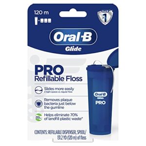 oral-b glide pro refillable dental floss starter kit, 120m