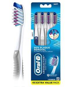 oral-b crossaction deep reach toothbrushes, soft, 4 count