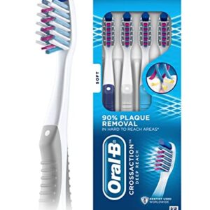 Oral-B CrossAction Deep Reach Toothbrushes, Soft, 4 Count