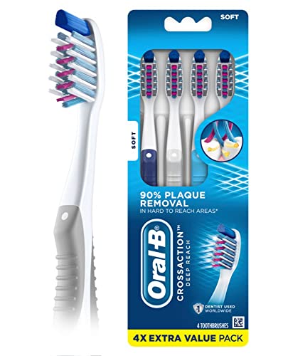 Oral-B CrossAction Deep Reach Toothbrushes, Soft, 4 Count