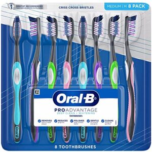oral-b proadvantage deep clean + whitening toothbrushes, 8 count (medium)