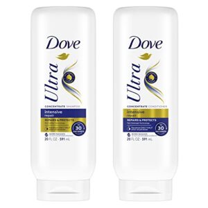 Dove Ultra Intensive Repair Concentrate Shampoo And Conditioner For Damaged Hair Repairs And Protects In 30 Seconds, 2X More Washes, Combo Pack, 20 fl oz (Pack of 2)