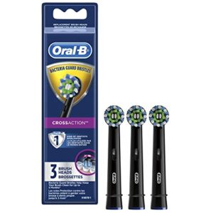 oral-b crossaction electric toothbrush replacement brush head refills, black, 3 count