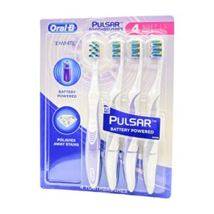 oral-b pulsar 3d white advanced bacteria guard toothbrushes pack of 4