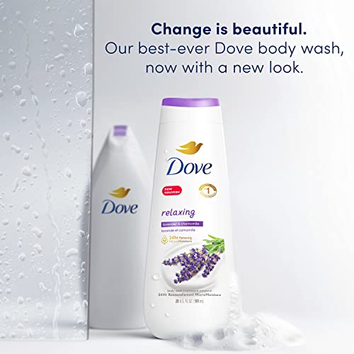 Dove Body Wash for Renewed, Healthy-Looking Skin Relaxing Lavender Oil & Chamomile Gentle Skin Cleanser with 24hr Renewing MicroMoisture 20 oz