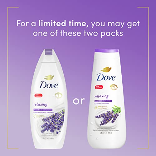 Dove Body Wash for Renewed, Healthy-Looking Skin Relaxing Lavender Oil & Chamomile Gentle Skin Cleanser with 24hr Renewing MicroMoisture 20 oz