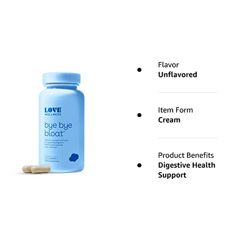 Love Wellness Bye Bye Bloat, Digestive Enzymes Supplement - 60 Capsules - Bloating & Gas Relief - Helps Reduce Water Retention & Overall Digestive Health - Safe & Effective With Fenugreek, & Dandelion