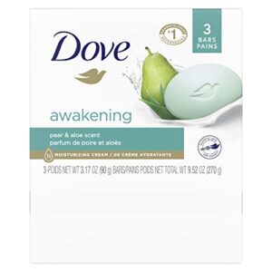 Dove Beauty Bar Gentle Skin Cleanser Moisturizing For Gentle Soft Skin Care Awakening More Moisturizing Than Bar Soap 3.17oz 3 Bars (Pack of 2)